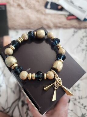Lia Sophia Pompeii Gold and Dark Blue Beaded Bracelet